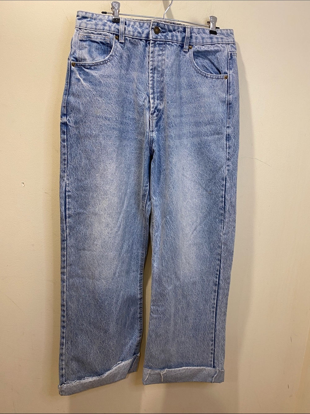 FASHION NOVA Cuffed Straight Legs High Rise Washed Jeans Sz 13